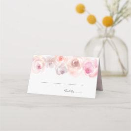 Mesa Cartão de lugar de rosas rosa em aquarela