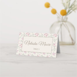 Mesa Cartão de lugar dobrado creme com padrão floral