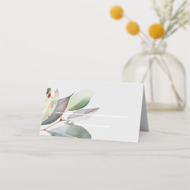 Mesa Cartão de lugar dobrado de eucalipto elegante (Frente)