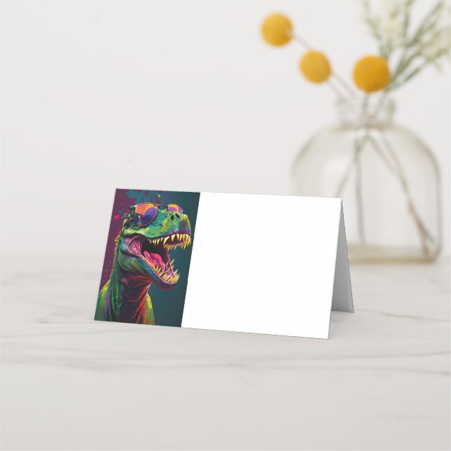 Mesa Cartão de Lugar Dobrado Engraçado Dino (Verso)