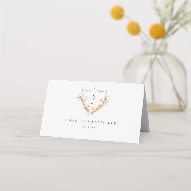 Mesa Cartão de lugar dobrado para casamento de flores s (Verso)