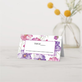 Mesa Cartão de lugar dobrado para casamento floral rosa