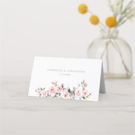 Mesa Cartão de lugar dobrado para casamento floral rosa