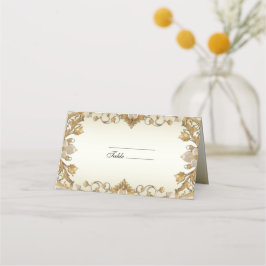 Mesa Cartão de Lugar Dourado Decorativo das Flores Bran