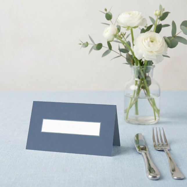 Mesa Cartão de lugar em branco moderno slate azul para  (Minimal Wedding slate blue modern blank place card)