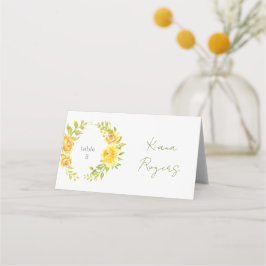 Mesa Cartão de lugar floral amarelo deslumbrante