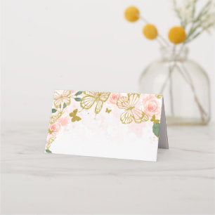 Mesa Cartão de lugar floral borboleta rosa Quinceanera