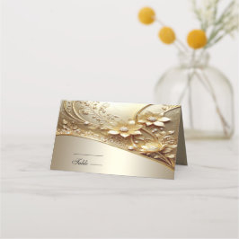 Mesa Cartão de lugar floral dourado ornamentado moderno