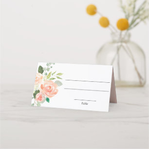 Mesa Cartão de lugar floral elegante com folhagem de pê