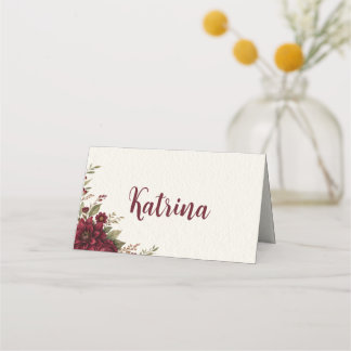 Mesa Cartão de Lugar Floral Elegante de Ação de Graças