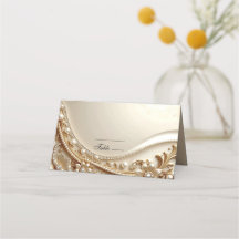 Cartão de lugar floral ornamentado em ouro elegant