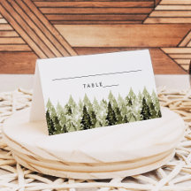 Cartão de lugar JENNA Rustic Watercolor Pines