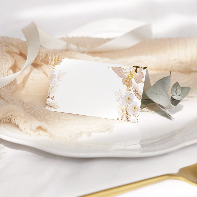 Mesa Cartão de lugar para borboletas florais de ouro de (Criador carregado)