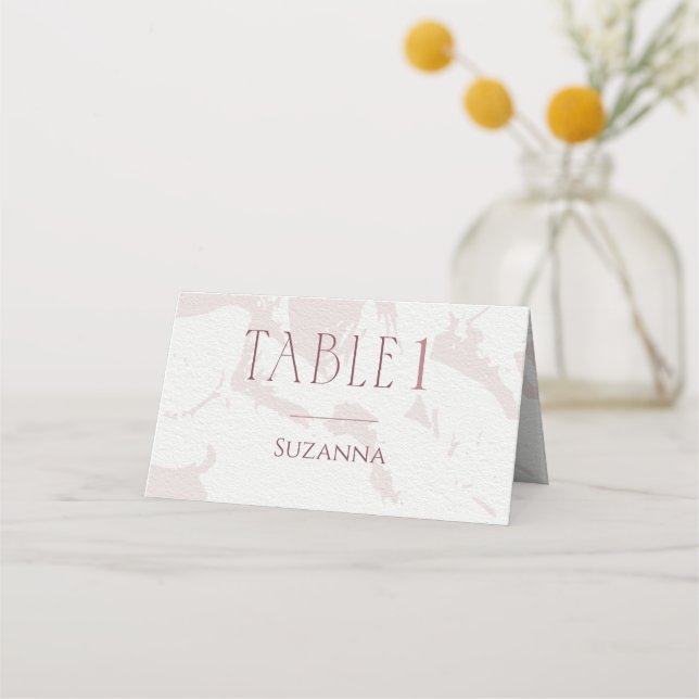 Mesa Cartão de lugar para chá de noiva rosa Blush (Frente)