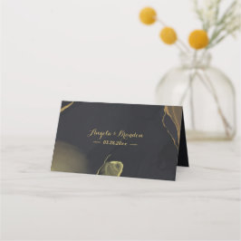 Mesa cartão de lugar preto e Dourado Marble