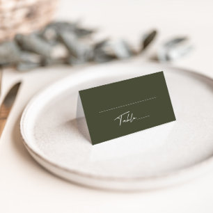 Mesa Cartão de Lugar Verde De Casamento De Cinza Escuro