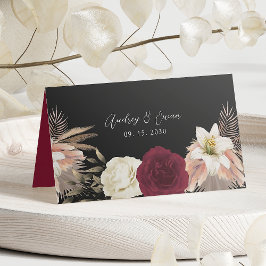 Mesa Cartão de Posicionamento de Casamento Floral Preto