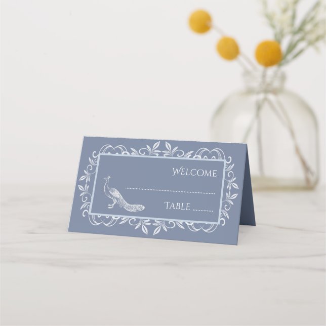 Mesa Cartão de Recepção de Peacock Azul Dusty (Frente)
