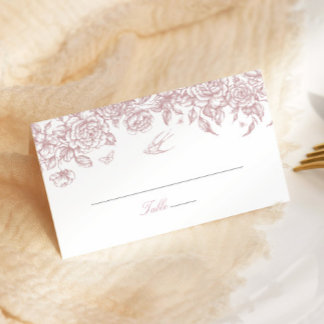 Mesa Cartão Dobrado de Casamento Toalete Rosa Chinoiser