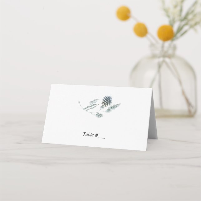 Mesa Cartão Escort de Elemento Botânico Floral Azul/ (Frente)