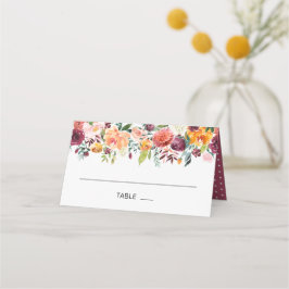 Mesa Cartão Floral de Casamento Floral de Laranja Autum