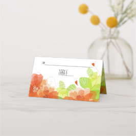 Mesa Cartão floral de flores etéreas cor de laranja