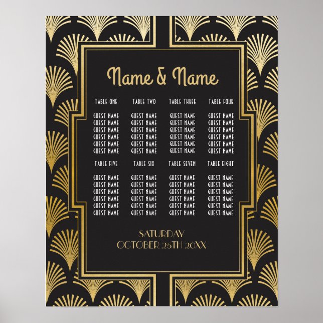 Mesa Casamento Gatsby Art Deco Poster Seating (Frente)