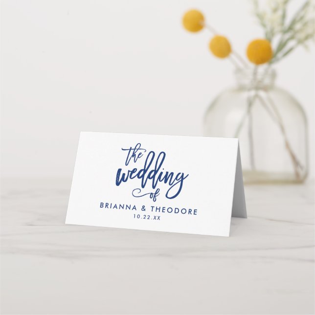 Mesa Chic - Cartão de Escolta de Casamento de Marinho D (Verso)