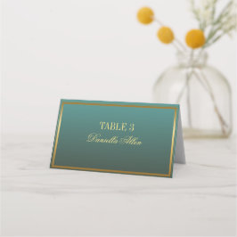 Mesa Clássico Teal e Cartão de Local Elegante Dourado