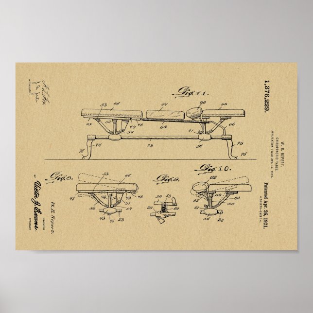 mesa de 1921 da Chiropractic Impressão (Frente)