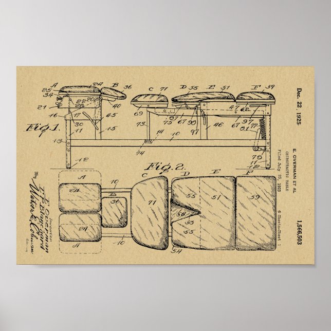 mesa de 1925 da Chiropractic Impressão (Frente)
