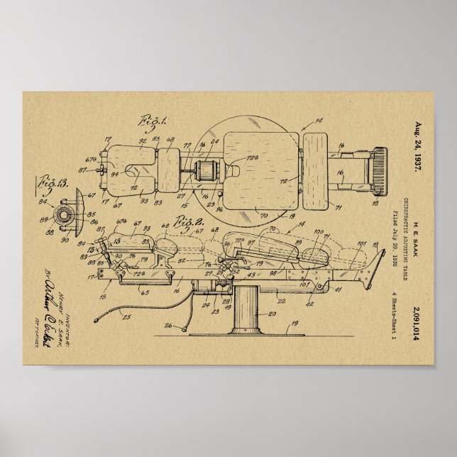 mesa de 1937 da Chiropractic Impressão (Frente)