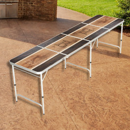 Mesa de Beer Pong com Faixa de Tom de Madeira Rúst