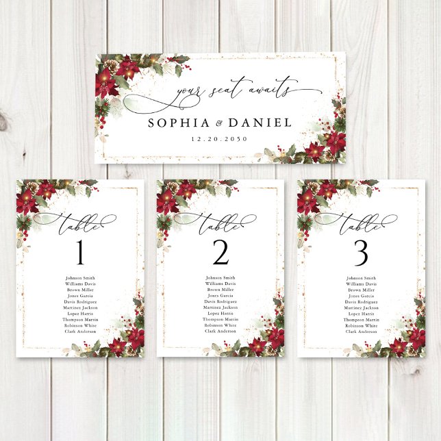 Mesa de Cabeça de Casamento Rustic Pine Poinsettia (Criador carregado)