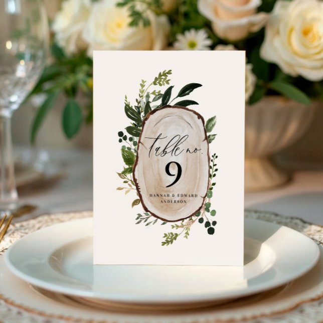 Mesa de Casamento Botânico com Fatia de Madeira Rú (Criador carregado)