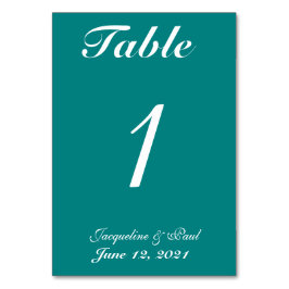 Mesa de Casamento Branco Teal Green Nº Cartões