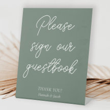 Mesa de Casamento de Guestbook Moderno Sage Green