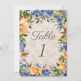 Mesa de Casamento Floral Laranja Azul Elegante