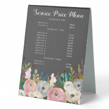 Mesa de Mesa Personalizada do Menu Preço de Serviç