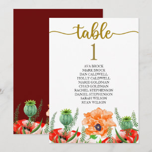 Mesa de Plano de Assentos Cartão Adorável Caligraf