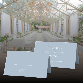 Mesa Elegante Cartão de lugar dobrado de casamento azul