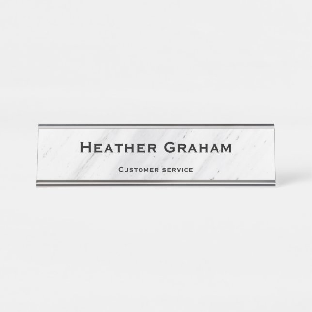 Mesa Elegante placa de nome personalizado em mármore br (Frente)