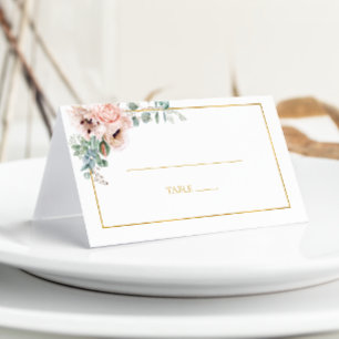 Mesa Floral de Blush Elegante Cartão de Local Dobrado