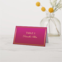 Mesa Fuchsia e Cartão de Local Elegante Dourado