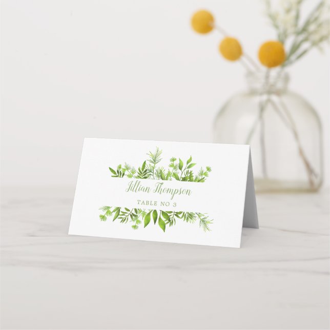 Mesa Greenery deixa cartão mínimo de casamento (Frente)