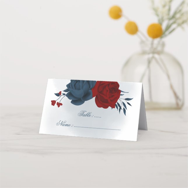 Mesa Marinhos românticos e flores burgundy Cartão de lu (Frente)