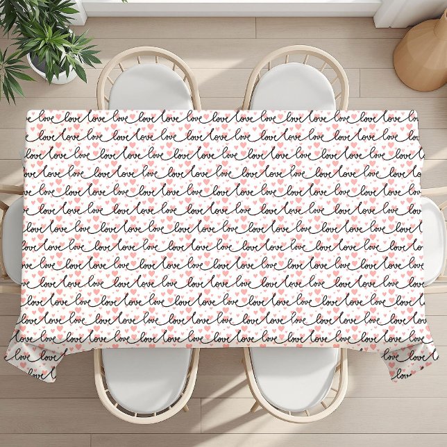 Mesa Melhor Presente de Dia dos Namorados Toalha de Mes (Pink Black Hearts Personalized Romantic Valentine Tablecloth)
