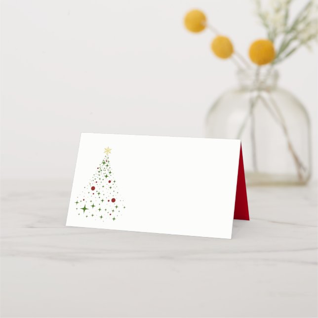Mesa Nome Local Cartão de Árvore de Natal (Frente)