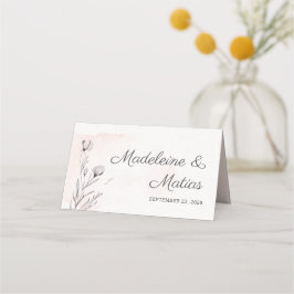 Mesa Peach & cinza romântico cartão floral de casamento