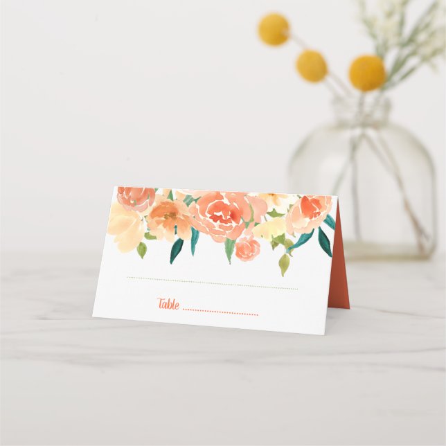 Mesa Peach Florals | Cartão de Casamento (Frente)